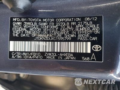 Zdjęcie 12 z 12 samochodu: 2012 TOYOTA PRIUS TWO VIN:JTDKN3DUXC1595799 - miniatura