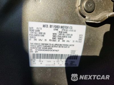 Zdjęcie 14 z 14 samochodu: 2013 FORD EXPLORER XLT VIN:1FM5K8D80DGC87427 - miniatura