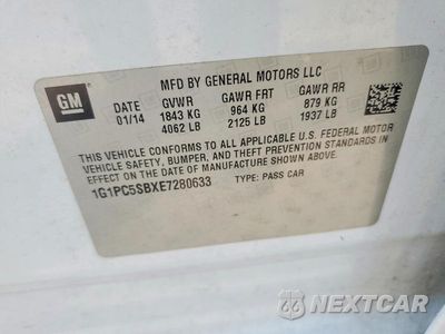 Zdjęcie 13 z 13 samochodu: 2014 CHEVROLET CRUZE LT VIN:1G1PC5SBXE7280633 - miniatura