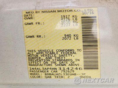 Zdjęcie 13 z 13 samochodu: 2017 NISSAN ALTIMA VIN:1N4AL3AP4HN314246 - miniatura