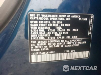 Zdjęcie 13 z 13 samochodu: 2019 VOLKSWAGEN ATLAS SE VIN:1V2UR2CA2KC536892 - miniatura
