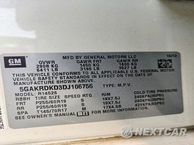 Zdjęcie 13 z 13 samochodu: 2013 BUICK ENCLAVE VIN:5GAKRDKD3DJ106756 - miniatura