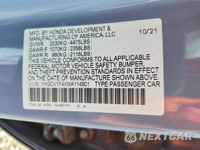 Zdjęcie 12 z 12 samochodu: 2021 HONDA ACCORD SPORT SE VIN:1HGCV1F4XMA114801 - miniatura