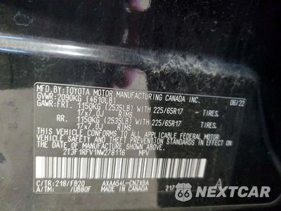 Zdjęcie 12 z 12 samochodu: 2022 TOYOTA RAV4 LE VIN:2T3F1RFV1NW278116 - miniatura