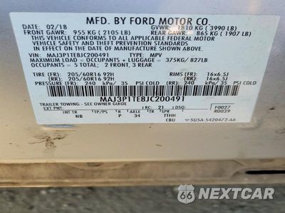 Zdjęcie 13 z 13 samochodu: 2018 FORD ECOSPORT SE VIN:MAJ3P1TE8JC200491 - miniatura