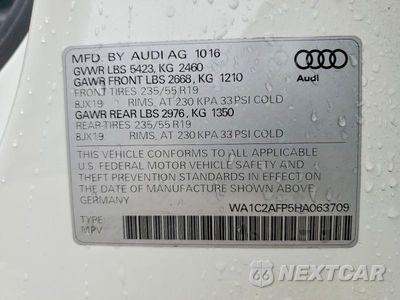 Zdjęcie 13 z 13 samochodu: 2017 AUDI Q5 PREMIUM VIN:WA1C2AFP5HA063709 - miniatura