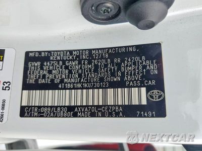 Zdjęcie 12 z 12 samochodu: 2019 TOYOTA CAMRY XSE VIN:4T1B61HK1KU730123 - miniatura