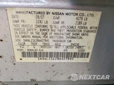 Zdjęcie 12 z 12 samochodu: 2008 NISSAN ALTIMA 2.5 VIN:1N4AL21E28N427945 - miniatura