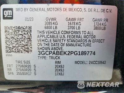 Zdjęcie 12 z 12 samochodu: 2023 CHEVROLET SILVERADO C1500 CUSTOM VIN:3GCPABEK2PG189774 - miniatura