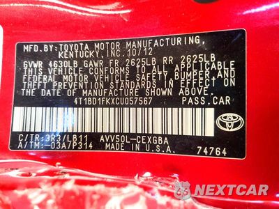 Zdjęcie 12 z 12 samochodu: 2012 TOYOTA CAMRY HYBRID XLE VIN:4T1BD1FKXCU057567 - miniatura