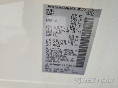 Zdjęcie 13 z 13 samochodu: 2013 INFINITI JX35 BASE VIN:5N1AL0MM1DC317469 - miniatura
