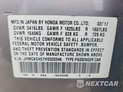 Zdjęcie 13 z 13 samochodu: 2017 HONDA FIT LX VIN:JHMGK5H57HS020346 - miniatura