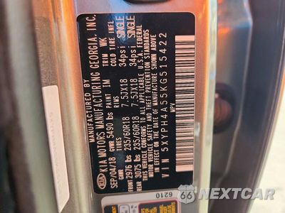 Zdjęcie 13 z 13 samochodu: 2019 KIA SORENTO EX V6 VIN:5XYPH4A55KG515422 - miniatura