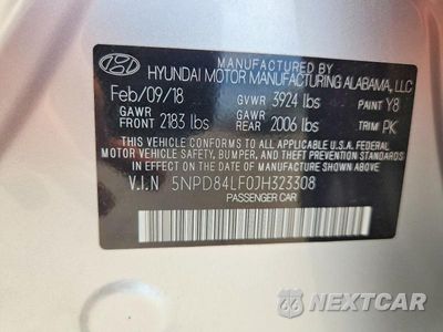 Zdjęcie 12 z 12 samochodu: 2018 HYUNDAI ELANTRA VALUE EDITION VIN:5NPD84LF0JH323308 - miniatura