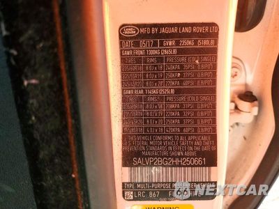Zdjęcie 13 z 13 samochodu: 2017 LAND ROVER RANGE ROVER EVOQUE SE VIN:SALVP2BG2HH250661 - miniatura