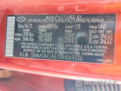 Zdjęcie 13 z 13 samochodu: 2022 HYUNDAI TUCSON SE VIN:5NMJACAE7NH069336 - miniatura