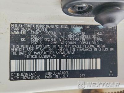 Zdjęcie 14 z 14 samochodu: 2013 TOYOTA HIGHLANDER LIMITED VIN:5TDYK3EH0DS094879 - miniatura