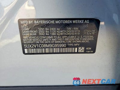 Zdjęcie 13 z 13 samochodu: 2021 BMW X4 XDRIVE30I VIN:5UX2V1C08M9G95990 - miniatura