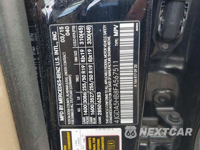 Zdjęcie 12 z 12 samochodu: 2015 MERCEDES-BENZ ML 350 4MATIC VIN:4JGDA5HB8FA567511 - miniatura