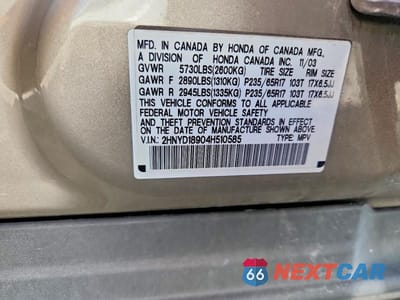 Zdjęcie 13 z 13 samochodu: 2004 ACURA MDX TOURING VIN:2HNYD18904H510585 - miniatura