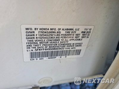 Zdjęcie 37 z 39 samochodu: 2013 HONDA PILOT TOURING VIN:5FNYF4H93DB023422 - miniatura