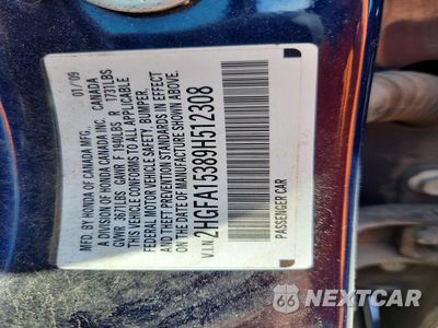 Zdjęcie 12 z 12 samochodu: 2009 HONDA CIVIC VP VIN:2HGFA15389H512308 - miniatura