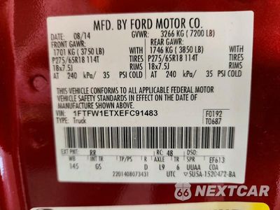 Zdjęcie 12 z 12 samochodu: 2014 FORD F150 SUPERCREW VIN:1FTFW1ETXEFC91483 - miniatura