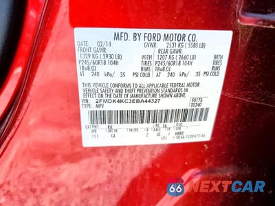 Zdjęcie 13 z 13 samochodu: 2014 FORD EDGE LIMITED VIN:2FMDK4KC3EBA44327 - miniatura