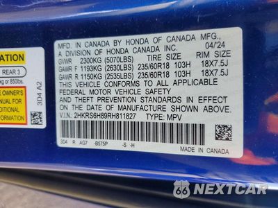 Zdjęcie 13 z 13 samochodu: 2024 HONDA CR-V SPORT-L VIN:2HKRS6H89RH811827 - miniatura