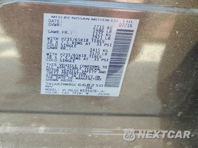 Zdjęcie 13 z 13 samochodu: 2016 NISSAN PATHFINDER SL VIN:5N1AR2MM8GC668250 - miniatura