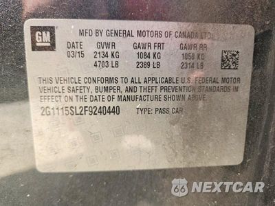 Zdjęcie 12 z 12 samochodu: 2015 CHEVROLET IMPALA LT VIN:2G1115SL2F9240440 - miniatura