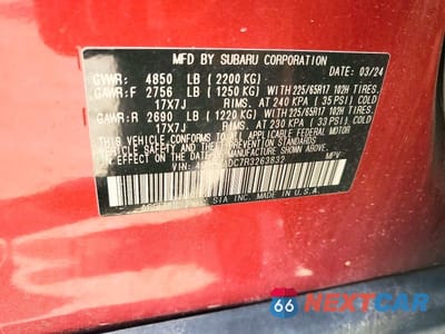 Zdjęcie 13 z 13 samochodu: 2024 SUBARU OUTBACK PREMIUM VIN:4S4BTADC7R3263832 - miniatura