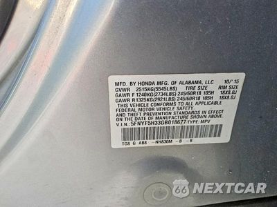 Zdjęcie 13 z 14 samochodu: 2016 HONDA PILOT EX VIN:5FNYF5H33GB018677 - miniatura