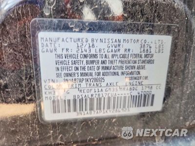 Zdjęcie 13 z 13 samochodu: 2019 NISSAN SENTRA SR VIN:3N1AB7AP1KY286925 - miniatura