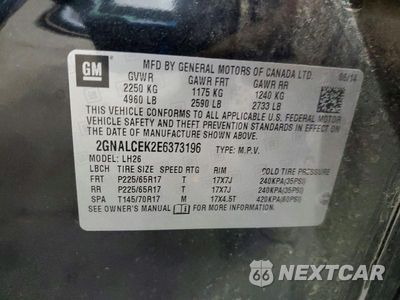 Zdjęcie 13 z 13 samochodu: 2014 CHEVROLET EQUINOX LT VIN:2GNALCEK2E6373196 - miniatura
