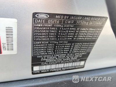 Zdjęcie 13 z 13 samochodu: 2016 LAND ROVER RANGE ROVER HSE VIN:SALGS2PF8GA297112 - miniatura