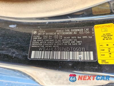 Zdjęcie 12 z 12 samochodu: 2006 BMW 750 I VIN:WBAHL83576DT05011 - miniatura
