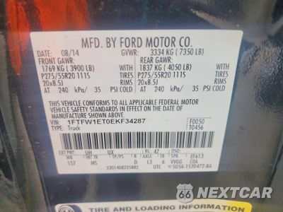 Zdjęcie 12 z 12 samochodu: 2014 FORD F150 SUPERCREW VIN:1FTFW1ET0EKF34287 - miniatura