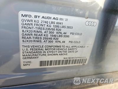 Zdjęcie 12 z 12 samochodu: 2023 AUDI Q4 E-TRON PRESTIGE VIN:WA1M2BFZ4PP001211 - miniatura