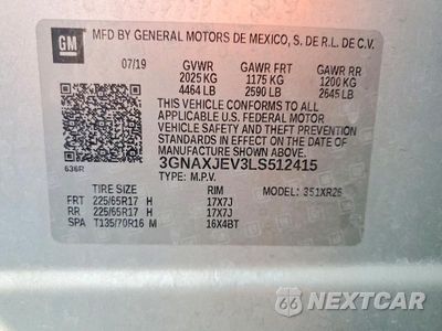 Zdjęcie 13 z 13 samochodu: 2020 CHEVROLET EQUINOX LT VIN:3GNAXJEV3LS512415 - miniatura