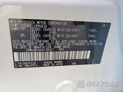 Zdjęcie 12 z 12 samochodu: 2017 TOYOTA RAV4 HYBRID XLE VIN:JTMRJREV6HD138367 - miniatura