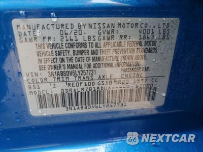 Zdjęcie 12 z 12 samochodu: 2020 NISSAN SENTRA SR VIN:3N1AB8DV6LY257731 - miniatura
