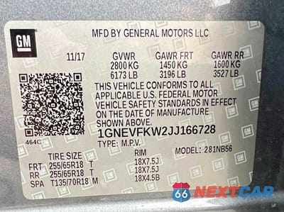 Zdjęcie 10 z 10 samochodu: 2018 CHEVROLET TRAVERSE LS VIN:1GNEVFKW2JJ166728 - miniatura