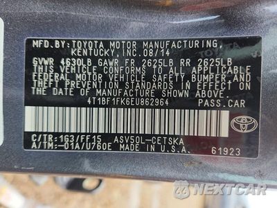 Zdjęcie 13 z 13 samochodu: 2014 TOYOTA CAMRY SE VIN:4T1BF1FK6EU862964 - miniatura