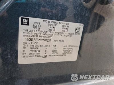 Zdjęcie 12 z 12 samochodu: 2017 CHEVROLET SILVERADO C1500 LT VIN:1GCRCREC2HZ167876 - miniatura