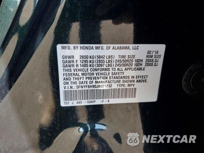 Zdjęcie 13 z 13 samochodu: 2018 HONDA PILOT TOURING VIN:5FNYF6H90JB021232 - miniatura