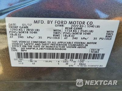 Zdjęcie 13 z 13 samochodu: 2017 FORD EDGE SEL VIN:2FMPK3J87HBB50806 - miniatura