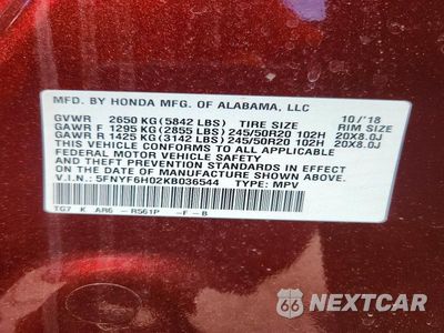Zdjęcie 13 z 13 samochodu: 2019 HONDA PILOT ELITE VIN:5FNYF6H02KB036544 - miniatura