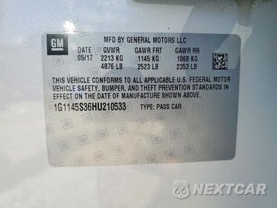 Zdjęcie 12 z 12 samochodu: 2017 CHEVROLET IMPALA PREMIER VIN:1G1145S36HU210533 - miniatura