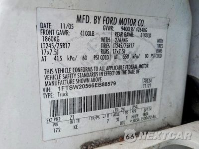 Zdjęcie 12 z 12 samochodu: 2006 FORD F250 SUPER DUTY VIN:1FTSW20566EB88579 - miniatura